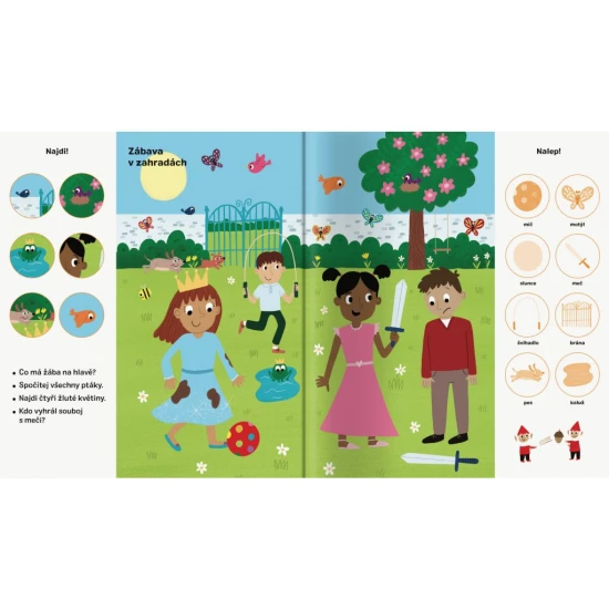 Poznej princezny a jejich každodenní život. Čeká tě víc než 101 obrázků - některé k hledání, jiné k dolepení.