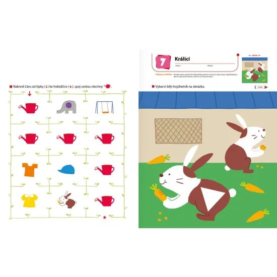 Pracovní sešit připravuje dítě na aktivity, kterým se bude věnovat ve školce. Je zaměřen na práci s pastelkami.