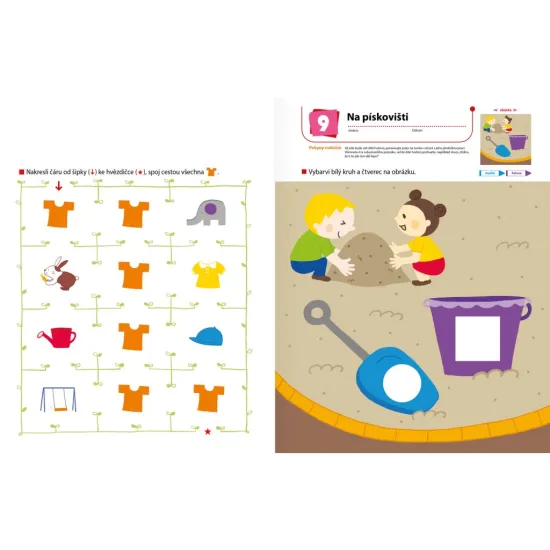 Pracovní sešit připravuje dítě na aktivity, kterým se bude věnovat ve školce. Je zaměřen na práci s pastelkami.