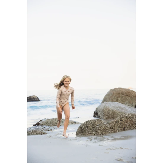 Plavky s dlouhým rukávem s UPF 50+ Brown Leopard