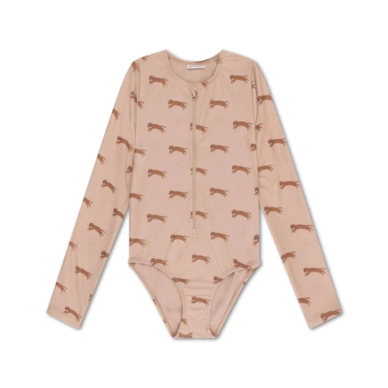 Plavky s dlouhým rukávem s UPF 50+ Brown Leopard