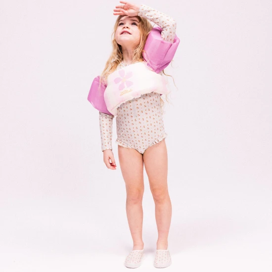 Plavecká vesta s rukávky Swim Essentials Pink Flower 2–6 let