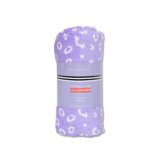 Dětské ručníkové pončo s kapucí Leopard fialový Swim Essentials
