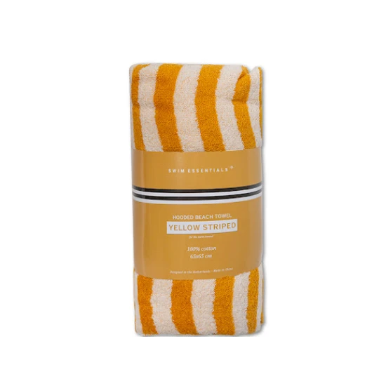 Dětské ručníkové pončo s kapucí Proužky žlutý Swim Essentials