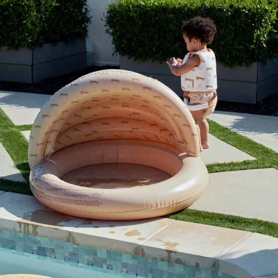 Dětský nafukovací bazén se stříškou Brown Leopard - hnědý bazén s leopardím vzorem.