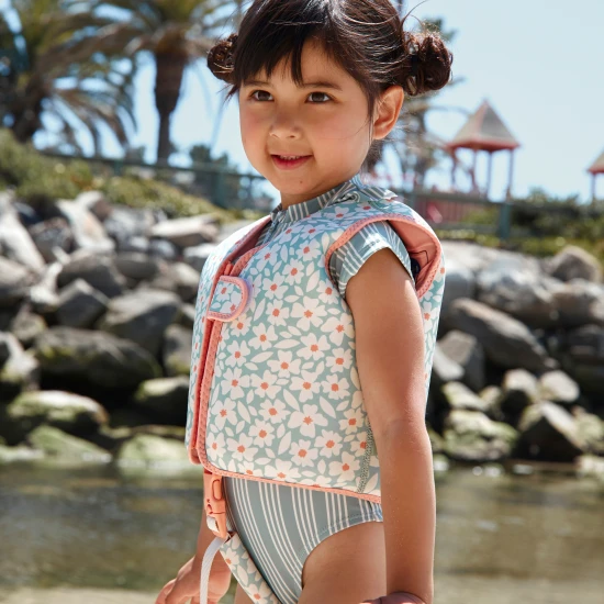 Stylová a bezpečná plovací vesta pro děti Swim Essentials Florish green