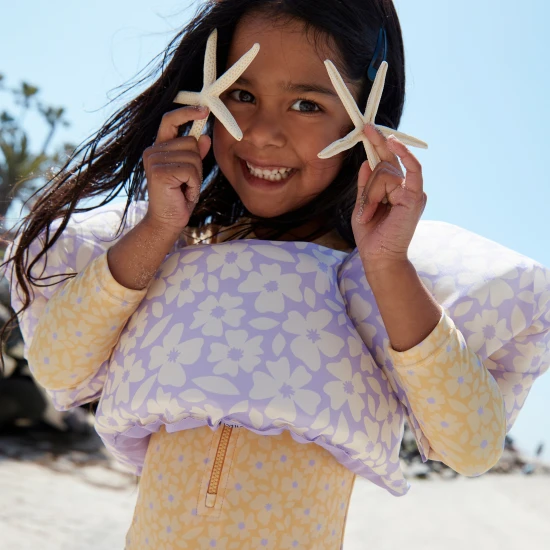 Dětské dívčí plavky s dlouhým rukávem UPF 50+ Florish yellow Swim Essentials