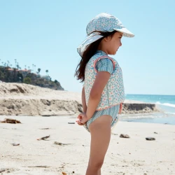 Plavkový klobouk s ochranou krku UPF 50+ Florish green