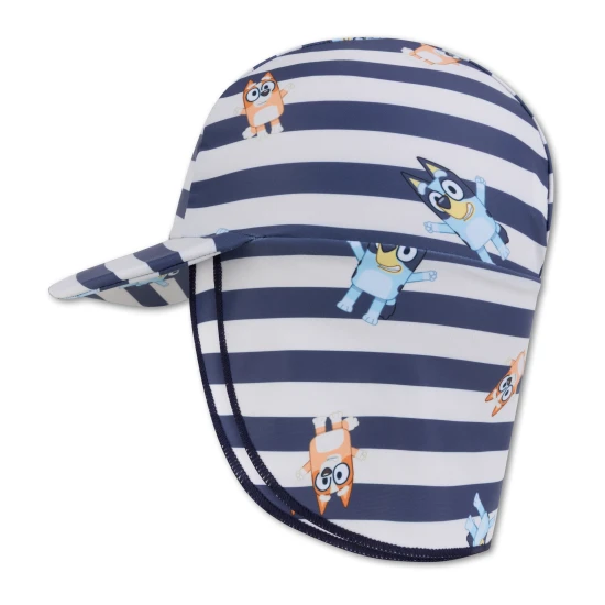 Praktický letní klobouček proužkový s ochranou krku od Swim Essentials s Bluey motivem ochrání děti před UV zářením