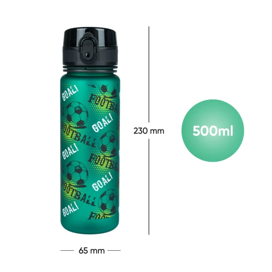 Tritanová láhev na pití Fotbal 500 ml s praktickým uzávěrem a veselým motivem.