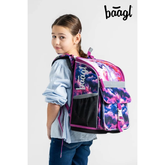 Školní taška Jednorožec království – ergonomická taška s designem jednorožce, výklopným otevíráním a reflexními prvky