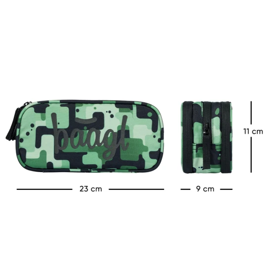 Penál etui Green s moderním designem a praktickými funkcemi, ideální pro uspořádání školních potřeb.