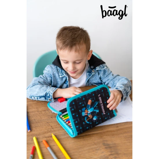 Penál jednopatrový Minecraft Blue Axe