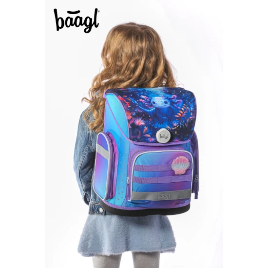 Školní taška Ergo Axolotl – ergonomická taška s designem axolotla, výklopným otevíráním a reflexními prvky