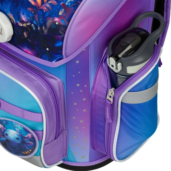 Školní taška Ergo Axolotl – ergonomická taška s designem axolotla, výklopným otevíráním a reflexními prvky