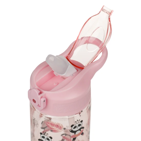 Tritanová láhev na pití s brčkem Panda 500 ml, BPA-free, praktická a odolná pro školáky a sportovce.