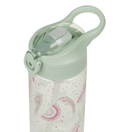 Tritanová láhev na pití s brčkem Duha 500 ml, BPA-free, praktická a odolná pro školáky a sportovce.