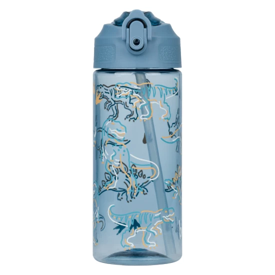 Tritanová láhev na pití s brčkem Dino 500 ml, BPA-free, praktická a odolná pro školáky a sportovce.