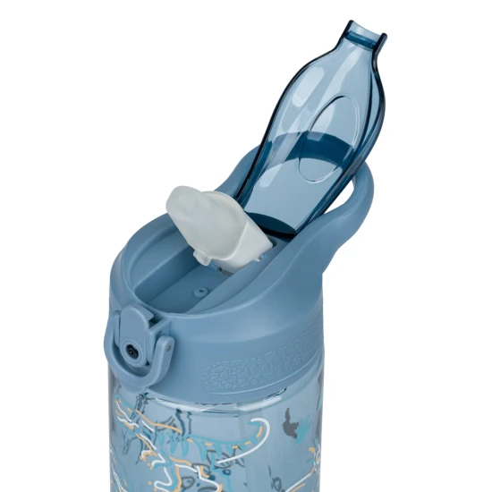 Tritanová láhev na pití s brčkem Dino 500 ml, BPA-free, praktická a odolná pro školáky a sportovce.