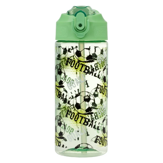 Tritanová láhev na pití s brčkem Fotbal 500 ml, BPA-free, praktická a odolná pro školáky a sportovce.