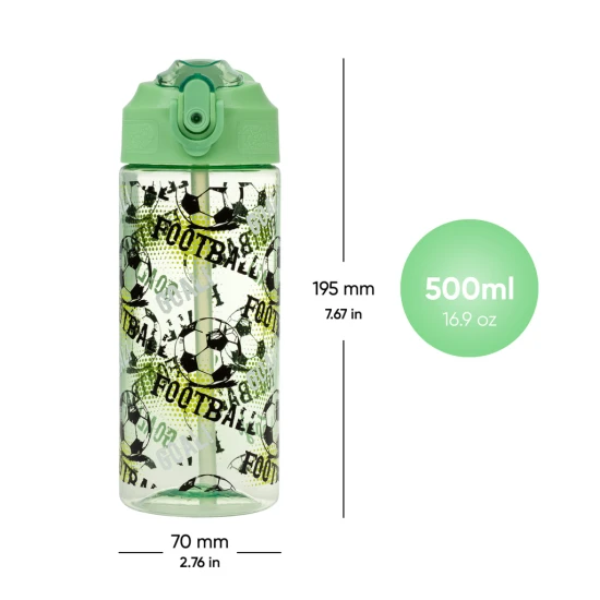 Tritanová láhev na pití s brčkem Fotbal 500 ml, BPA-free, praktická a odolná pro školáky a sportovce.