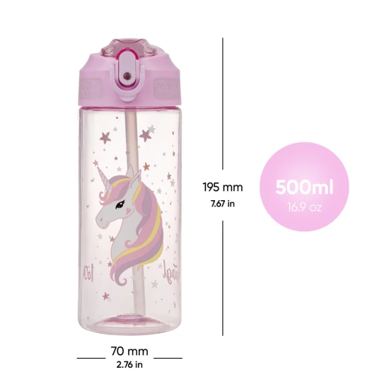 Tritanová láhev s brčkem Rainbow Unicorn 500 ml