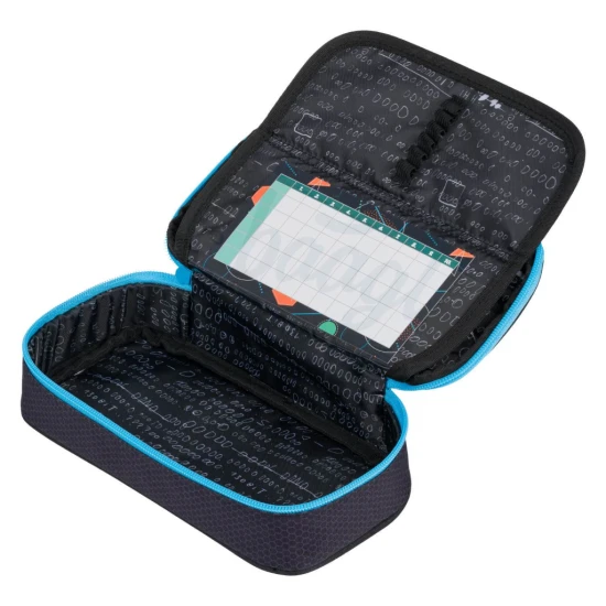 Penál Skate Blue Light s moderním designem a praktickými funkcemi, ideální pro uspořádání školních potřeb.