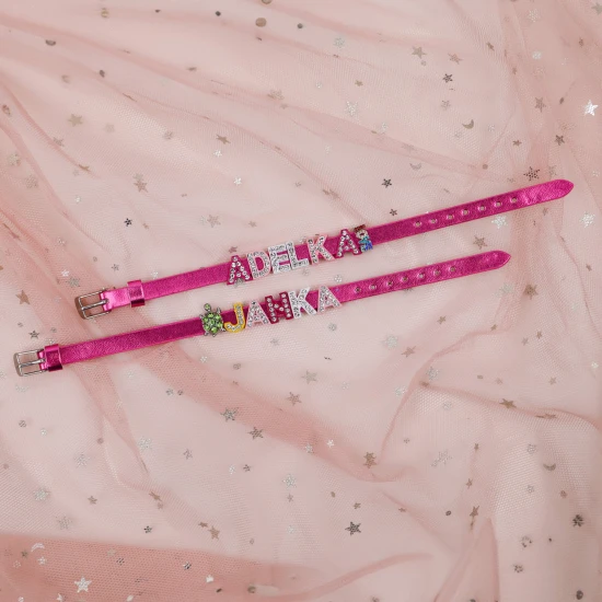 Třešňový dětský náramek se jménem METALIC Nojomojo