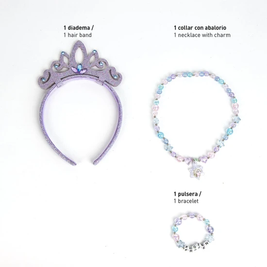 Set doplňků Frozen – barevná sada šperků pro děti obsahující čelenku, náhrdelník a náramek s hravým designem.