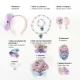 Stitch - barevná sada doplňků do vlasů, náramkem, řetízkem a prstenem pro děti