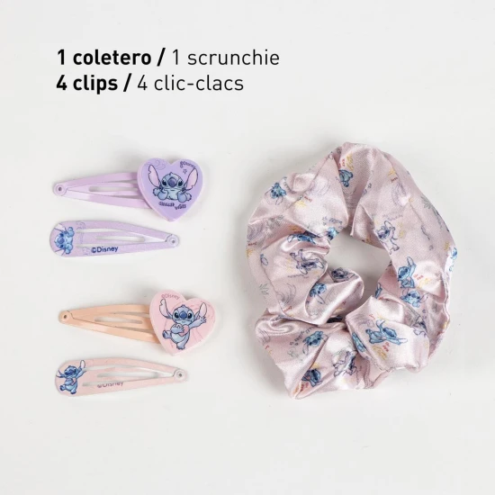 Cerdá Sada doplňků do vlasů Stitch Pohádkové účesy s Lilo a Stitch – sada 5 doplňků do vlasů
