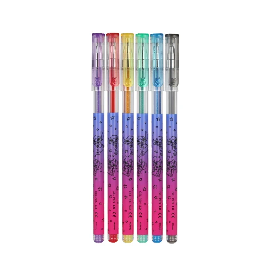 Gelová pera Stitch Black 6 ks se třpytkami – barevná a efektně lesklá pera pro děti