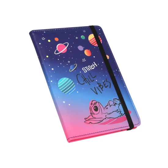 Zápisník Chill vibes A5 Stitch Black – elegantní zápisník s elastickou gumkou pro děti