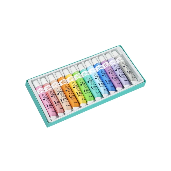 Temperové barvy Stitch Pastel 12 ks – pastelové barvy pro malování