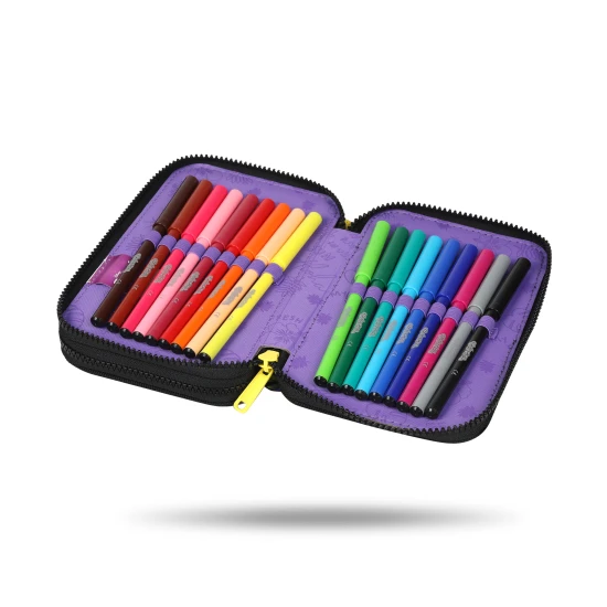 Dvoupatrový penál s vybavením – Stitch Black pro školáky