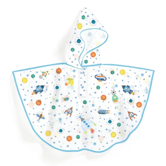 Dětská poloprůsvitná pláštěnka s motivem rakety.