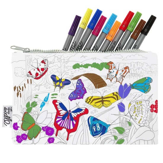 Penál Butterfly na vybarvování s fixy eatsleepdoodle