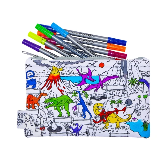 Penál Dino na vybarvování s fixy eatsleepdoodle