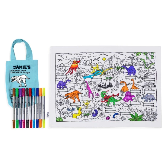 Prostírání na vybarvování Dino s fixy eatsleepdoodle