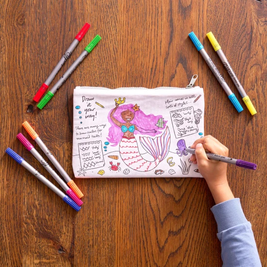 Penál Mermaid k vybarvování s fixy eatsleepdoodle