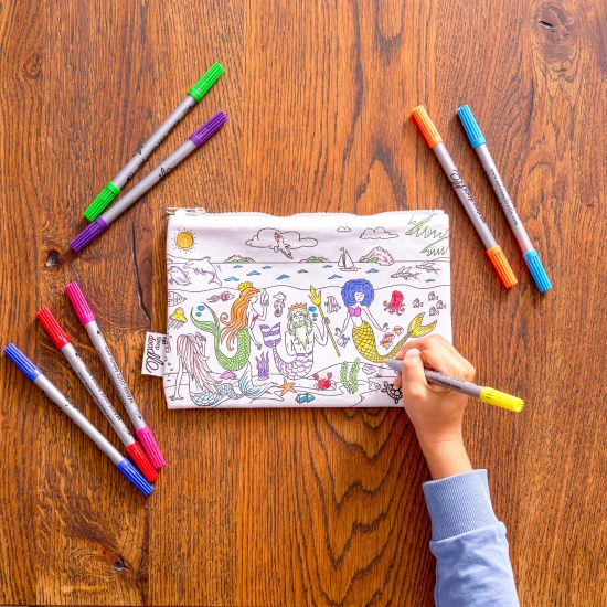 Penál Mermaid k vybarvování s fixy eatsleepdoodle