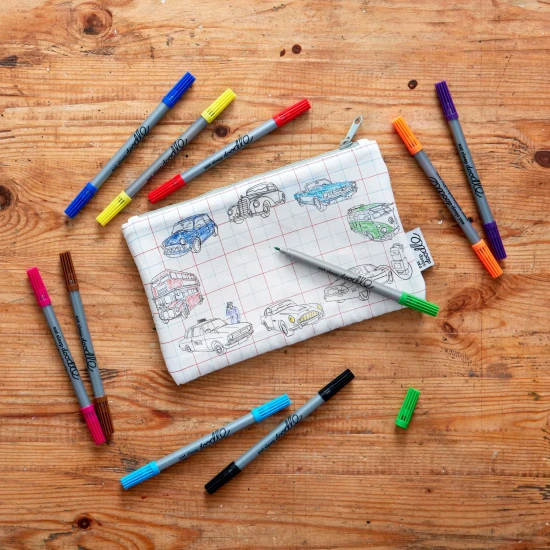 Penál Working wheels na vybarvování s fixy eatsleepdoodle