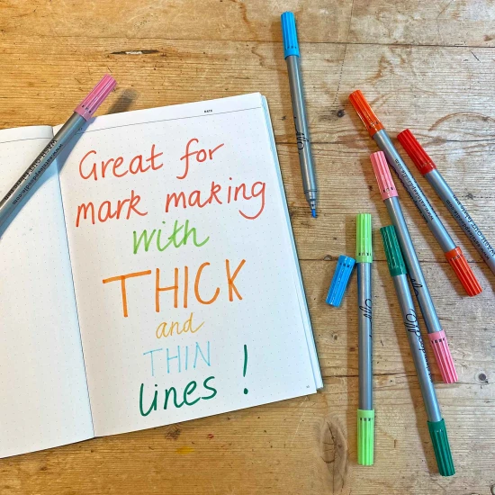 Vypratelné fixy s dvojitým hrotem – jemné pastelové odstíny