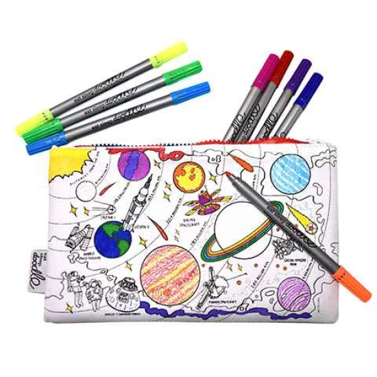 Penál Space Explorer k vybarvování s fixy eatsleepdoodle