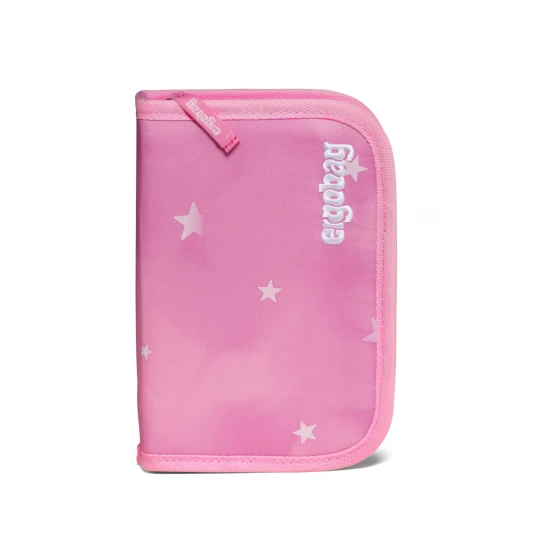 Školní penál Ergobag Magic růžový - 20-dílný set s pastelkami, pravítkem a struhadlem, ekologický a praktický penál pro děti. 