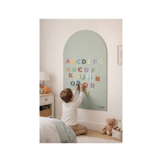 MagneKids Magnetická nástěnná tabule Oblouk Šalvějově zelená 95 x 60 cm – Family Nation FN-MONT-MKIDS-A90-SAGE