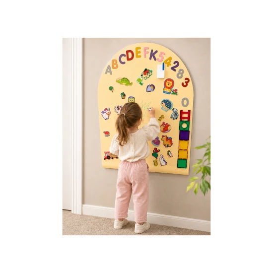 MagneKids Magnetická nástěnná tabule Oblouk Písková 95 x 60 cm – Family Nation FN-MONT-MKIDS-A90-SAND