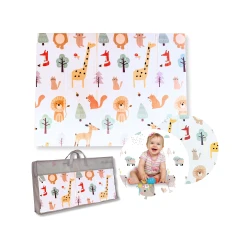 Montessori Skládací hrací podložka 2 v 1 Animal Friends 180 x 150 cm