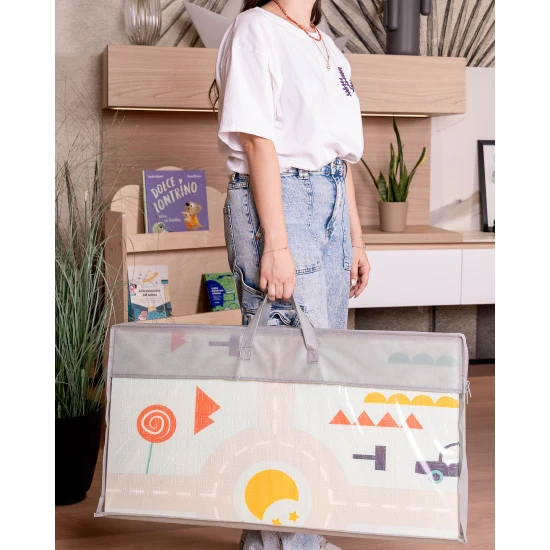 Montessori Skládací hrací podložka 2 v 1 Dino Friends 180 x 150 cm – Family Nation FN-MONT-TAPF-DI