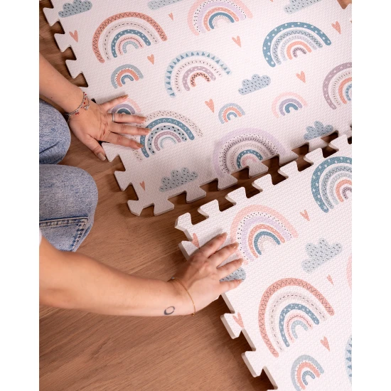 Montessori Puzzle hrací podložka Rainbow 6 dílů 175 x 117 cm – Family Nation FN-MONT-TAPP-RA